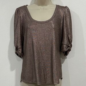 NWOT Anthropologie Shimmery Brown Blouse